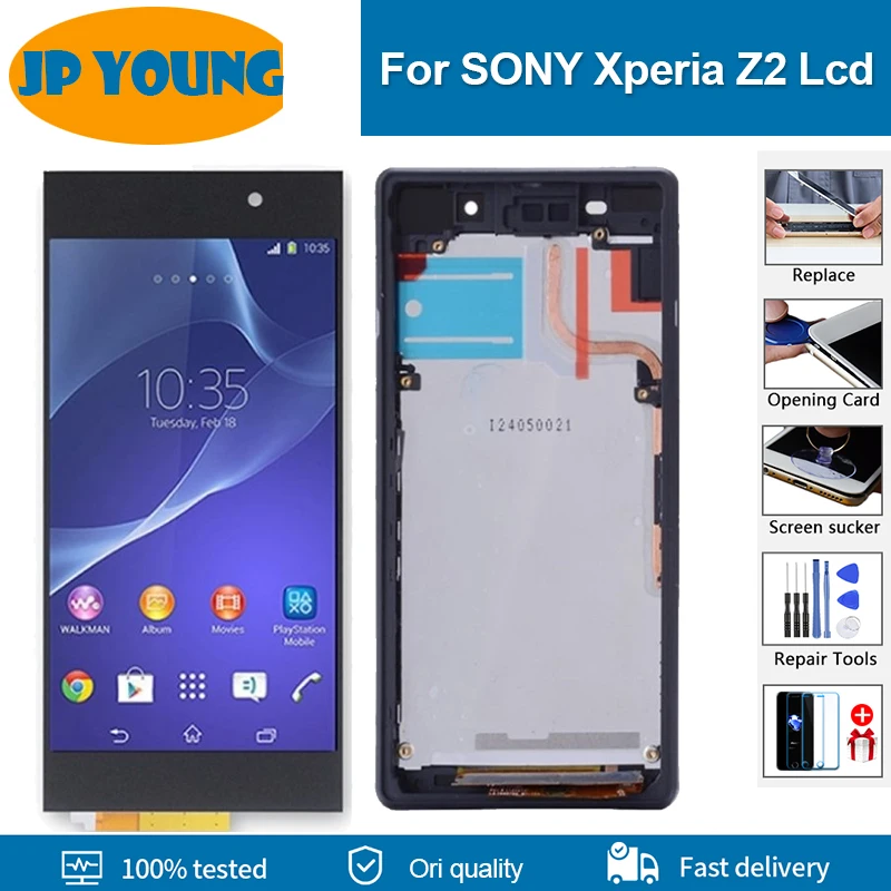 5.2 "oryginalny wyświetlacz lcd do SONY Xperia Z2 D6502 D6503 D6543 wyświetlacz LCD z ramką ekran dotykowy wymiana Digitizer zgromadzenie