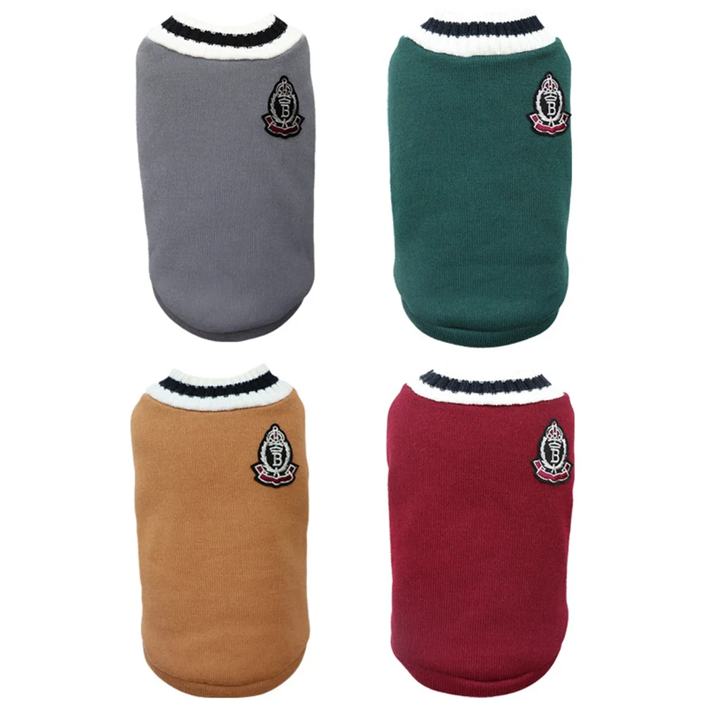 Dog Sweater British College Style Winter Warm V-Neck Pet Clothes For Small Medium Large Dog Chihuahua Golden Retriever 2022