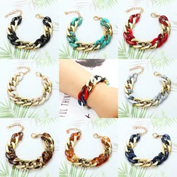 2023 New Trendy Handmade Color Resin Stitching Charm Striped Tassel Bracelet Retro Acrylic Metal Bracelet Jewelry for Women Gift