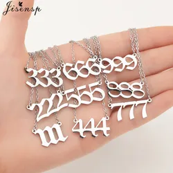Stainless Steel Chain Angel Number Necklace For Women Men Personality 111 222 333 444 555 666 777 888 999 Pendant Jewelry Collar