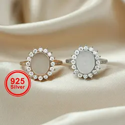 Keepsake Mother Milk Resin Ring Settings Oval Solid Back 925 Sterling Silver Rose Gold Plated 8x10MM CZ Stone Ring Bezel 1224073
