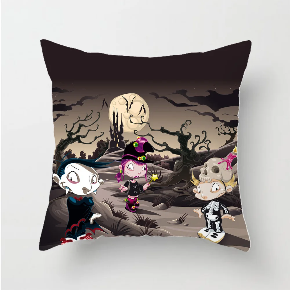 

3D printed Halloween element pattern Polyester Decorative Pillowcases Throw Pillow Cover Square Zipper Pillow cases style-3