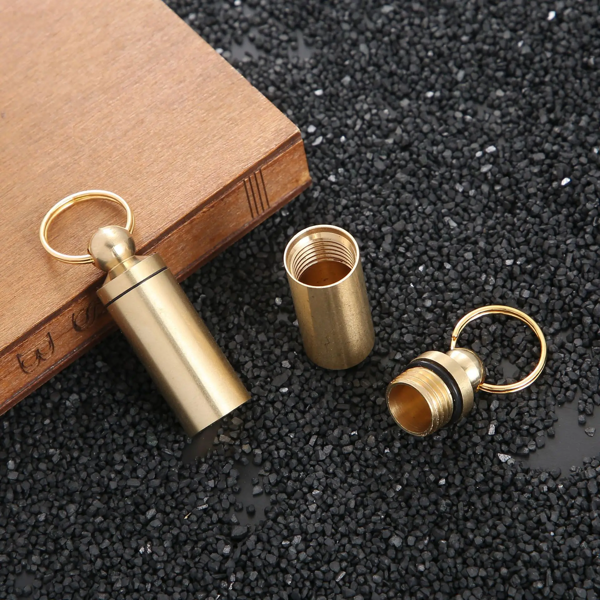 Portable Pill Box Case Waterproof Brass Bottle Container Keychain Medicine Box For Travel Short Journey