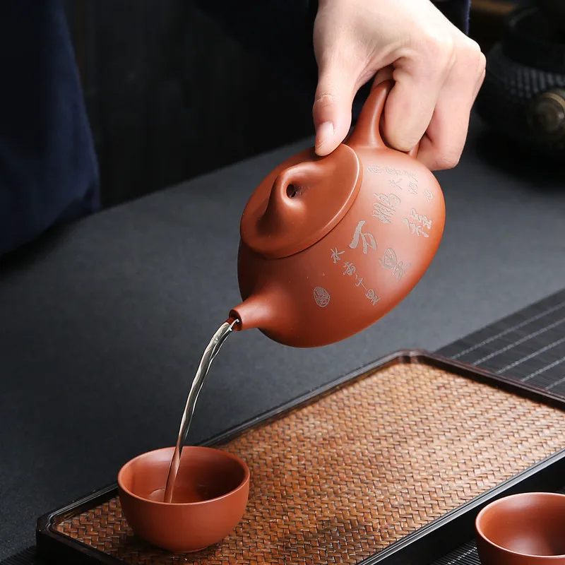 Yixing bule artesanal de argila roxa, Raw Ore Areia Roxa Shipiao Pot, Chaleira Padrão Tradicional, Kung Fu Teaware, 185ml