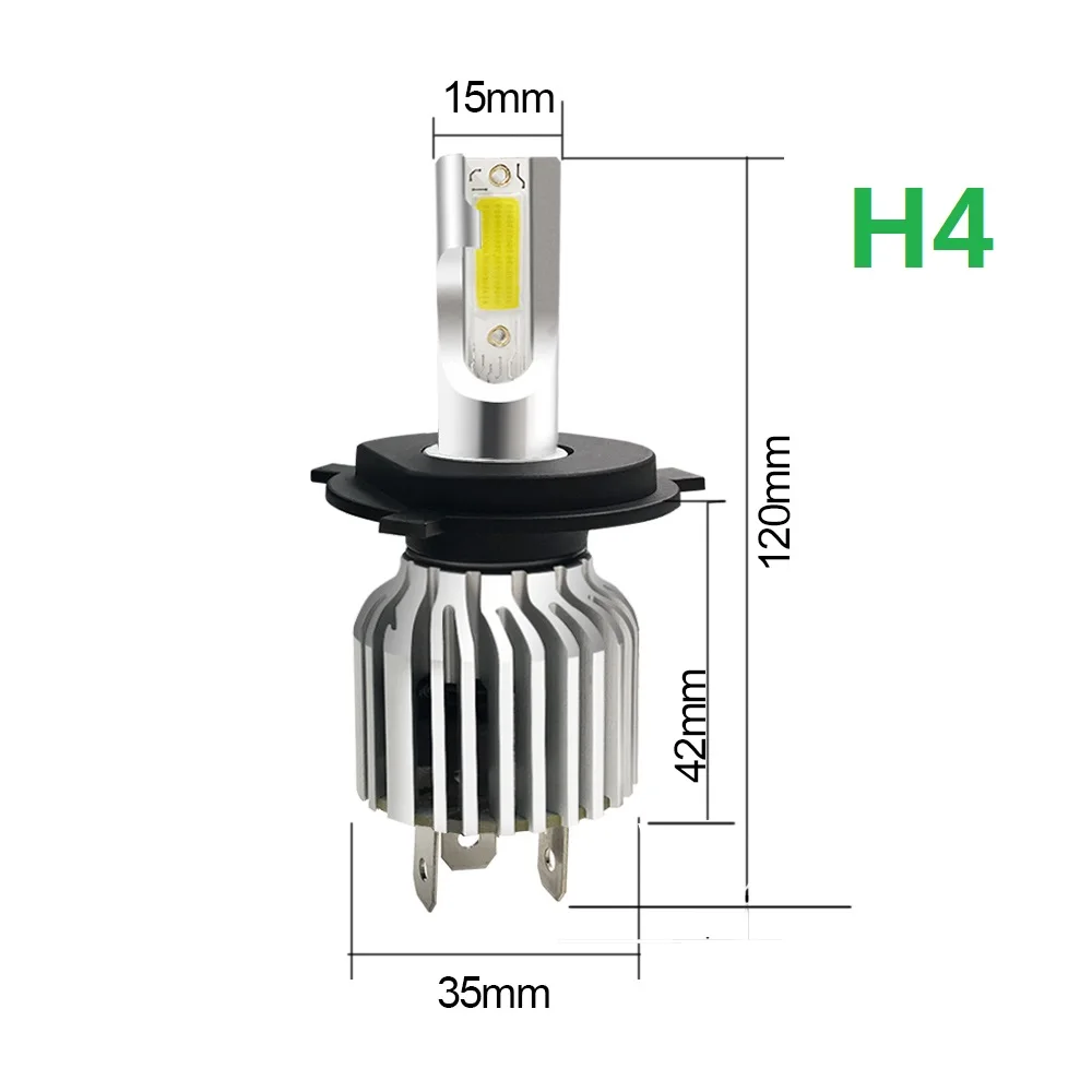 1 Set H4 Car LED Headlight 9003 HB2 H1 H7 H8 H9 H11 9005 9006 HB3/4 9012 80W 10000LM COB Chips Turbo Fan 6000K Front Lamps Bulbs