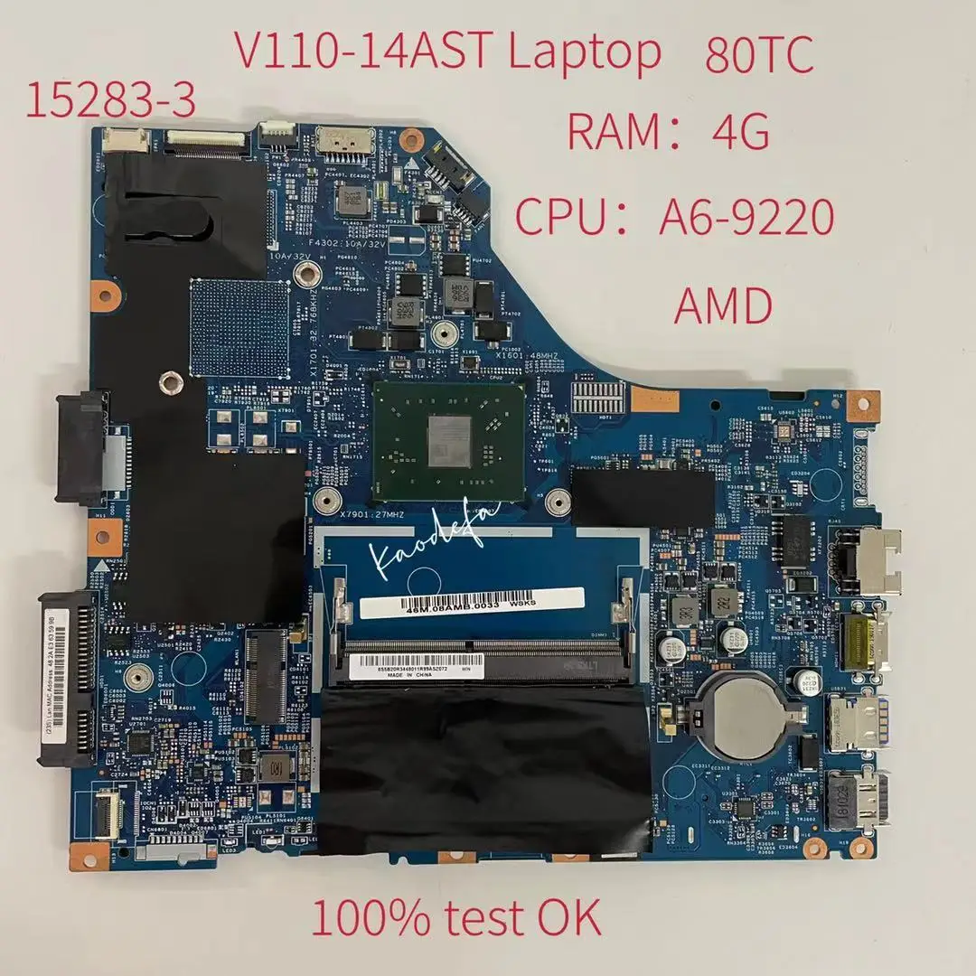 Placa base para portátil Lenovo V110-14AST, CPU:A6-9220, AMD, RAM:4G, UAM 15283-3 FRU:5B20R34480, 100% prueba Ok