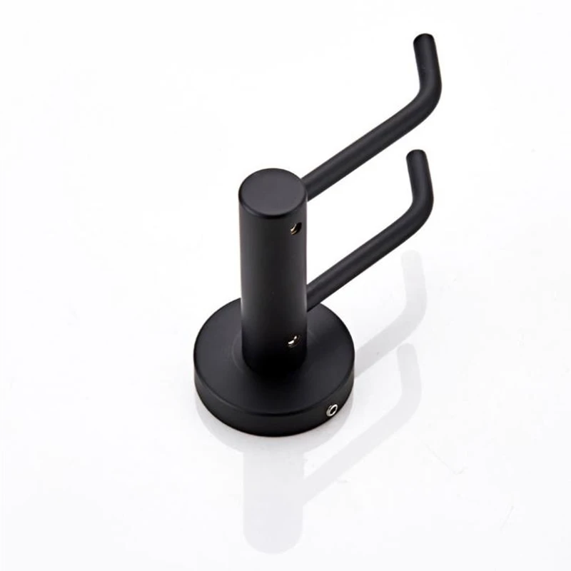 Bathroom Wall-mounted Black Modern Minimalist Round Chassis Bathroom Accessories Brass Hair Dryer Rack Storage