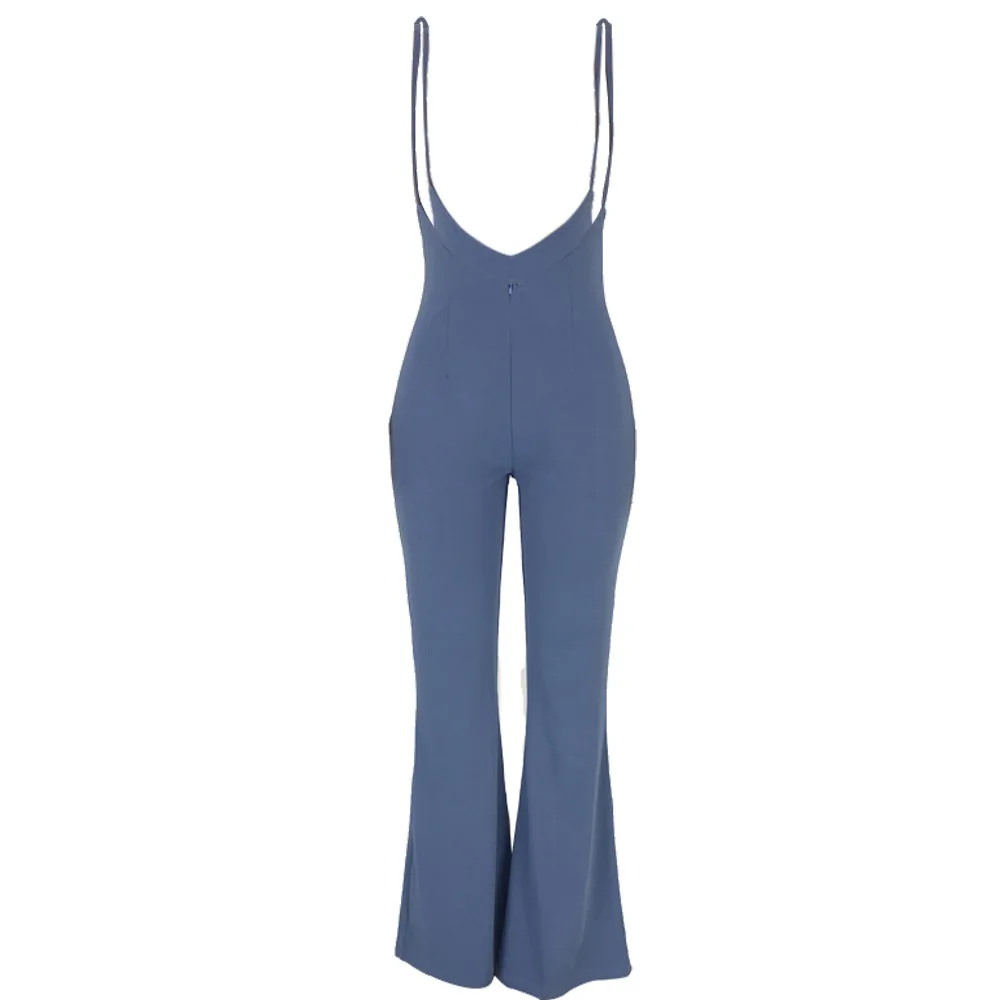 Bkld Xanh Nhạt Thanh Lịch Tổng Thể Jumpsuit Nữ Thời Trang Bùng Lên Quần Jumpsuit 2019 Thu Dài Áo Liền Quần Dạo Phố Nữ Áo Liền Quần