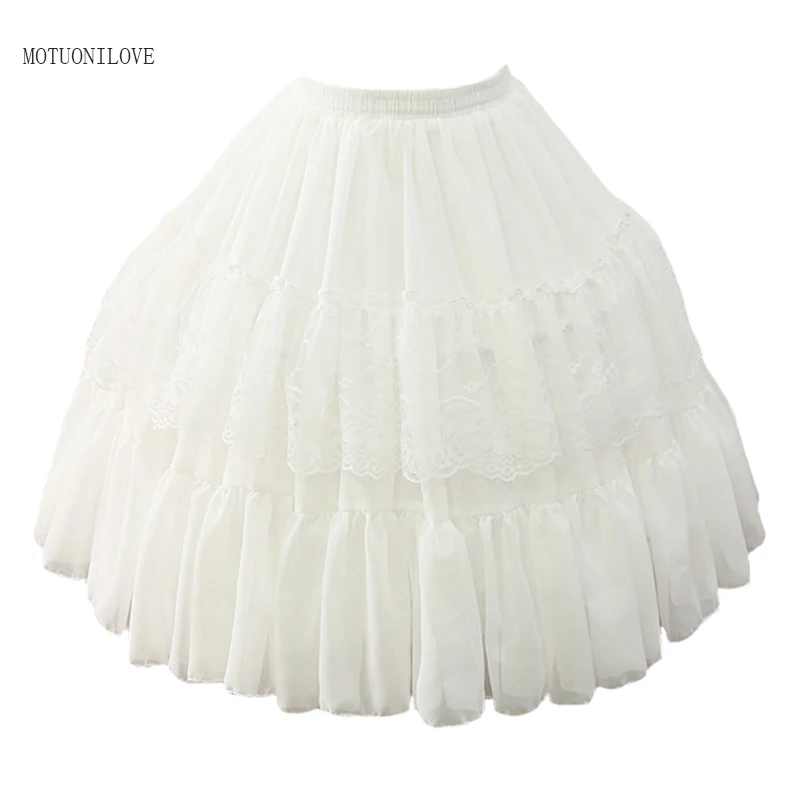 Sottoveste Lolita da ragazza sottoveste da sposa sottoveste da donna Cosplay Party Prom Dress gonna corta pizzo crinolina sottoveste Puffy 55CM