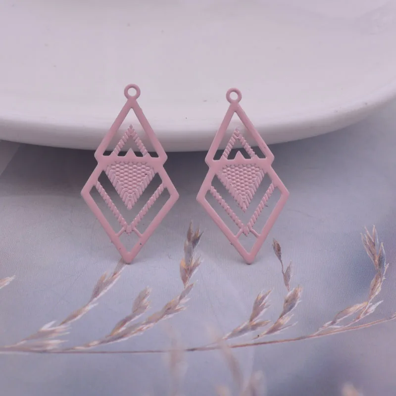 50pcs AC6005 15mm*27mm Colorful Shape Charms Pendants DIY Earring Findings