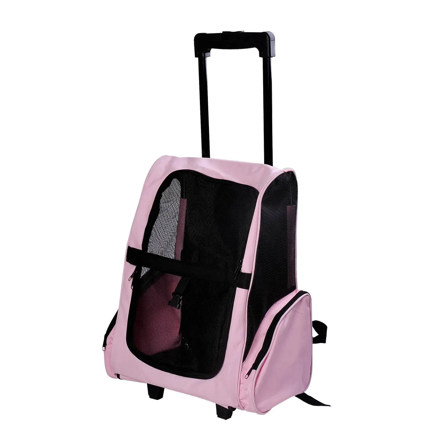 PawHut Transportin Cart Dog 2 in 1 Backpack Cart 36x30x49 cm pets people Dog cats claw Pink