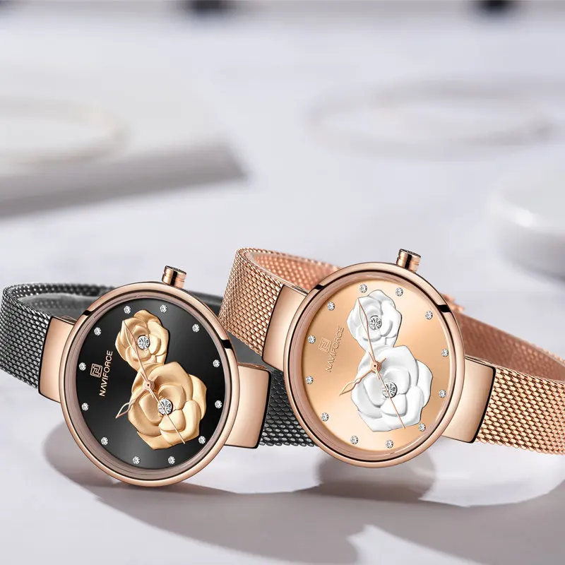 NAVIFORCE Luxury Women Watch Waterproof Dress Wristwatch Stainless Steel Bracelet Strap Elegant Lady Fashion Casual Female Gift