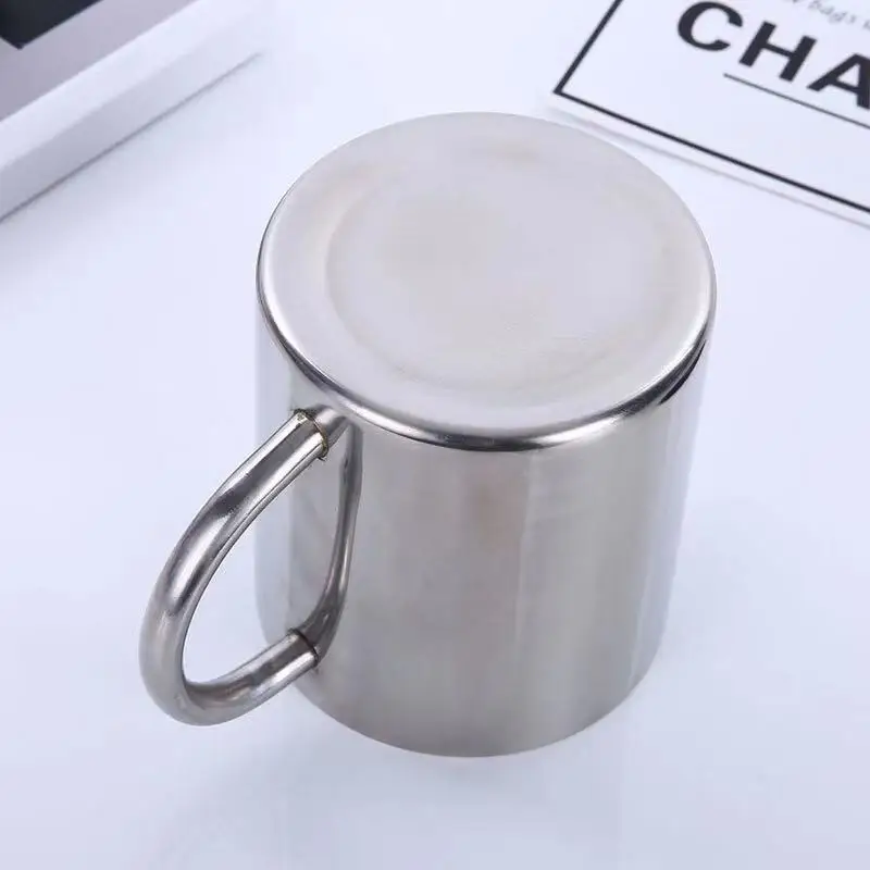 New Stainless Steel Mark Cup Mountaineering Camp Cup Double-layer Handle Cup Coffee Cup Customized