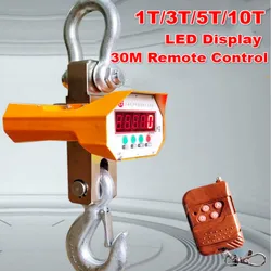 1T 3T 5T 10T Electronic Hanging Scale Hook Wireless OCS Industrial Crane Weighing Scale LED High-precision Sensor Remote Control