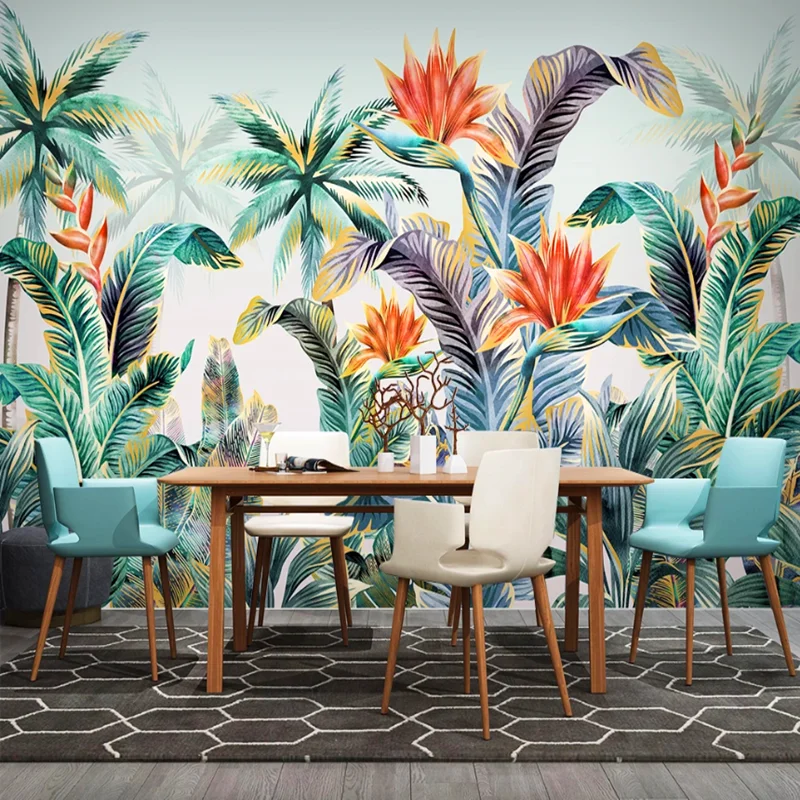 

Milofi Custom 3D hand-painted Nordic tropical plants landscape living room bedroom background wallpaper mural