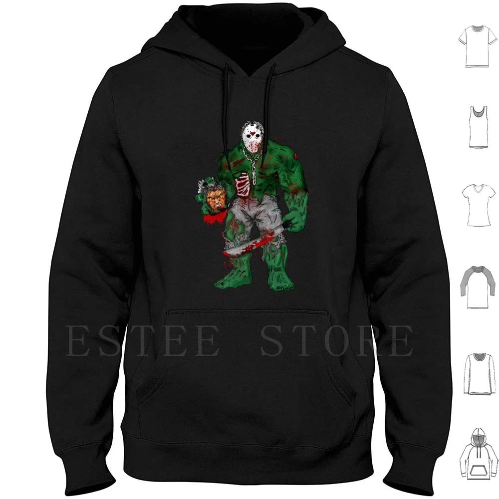 The Incredible Slasher Hoodie Long Sleeve The Incredible Comic Jason Voorhees Horror Mash Up