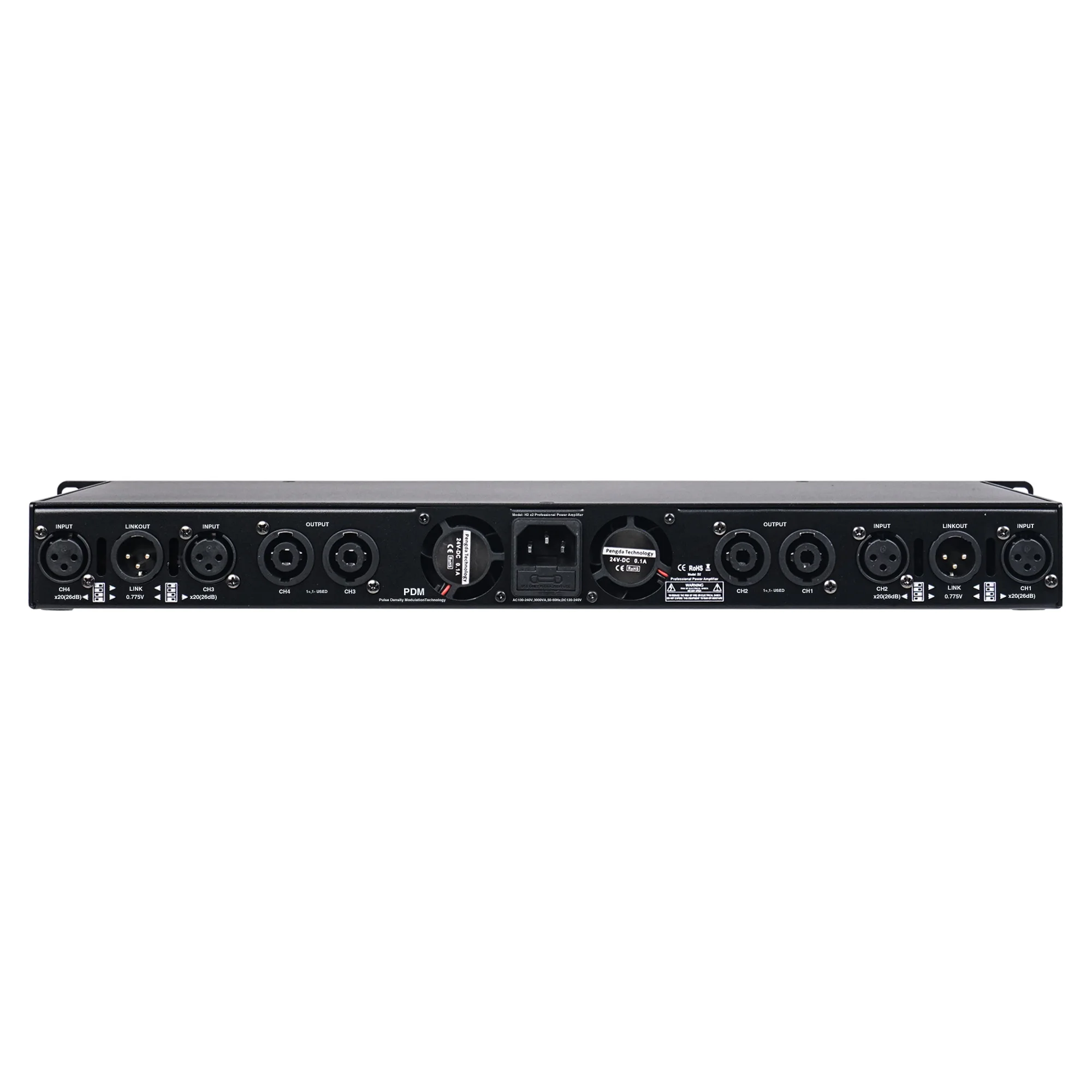 Sound Town Ultra-Lightweight 1U 4-Channel PA/DJ Power Amplifier, 4 x 950W at 8-ohm (ST-UPDM4C)