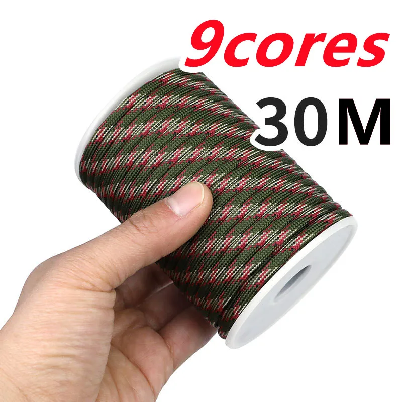 30 M1 Roll 4 mm 9 stand Cores Paracord for Survival Parachute Cord Lanyard Camping Climbing Camping Rope Hiking Clothesline