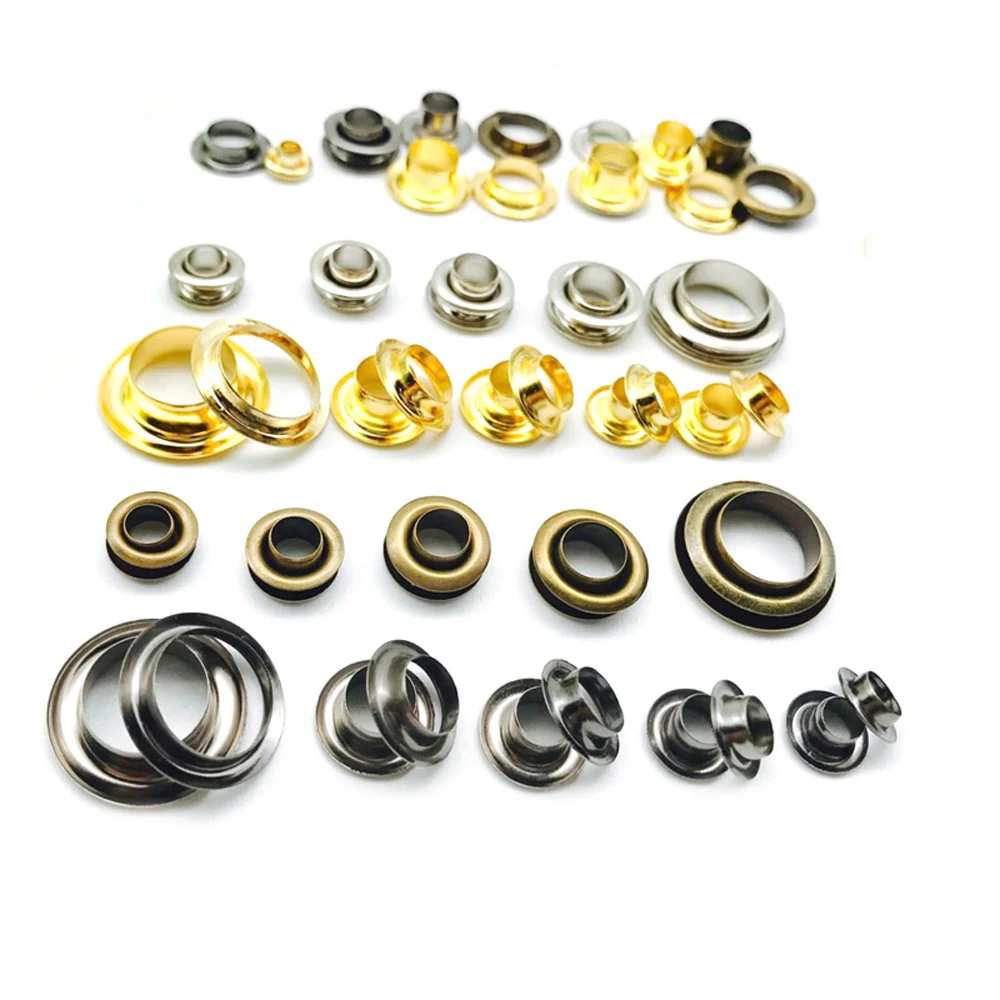 20pcs Gold Double Sided Brass Eyelets 4/4.5/5/6/8/10mm Leather Craft Grommet Clothing Bags Repair