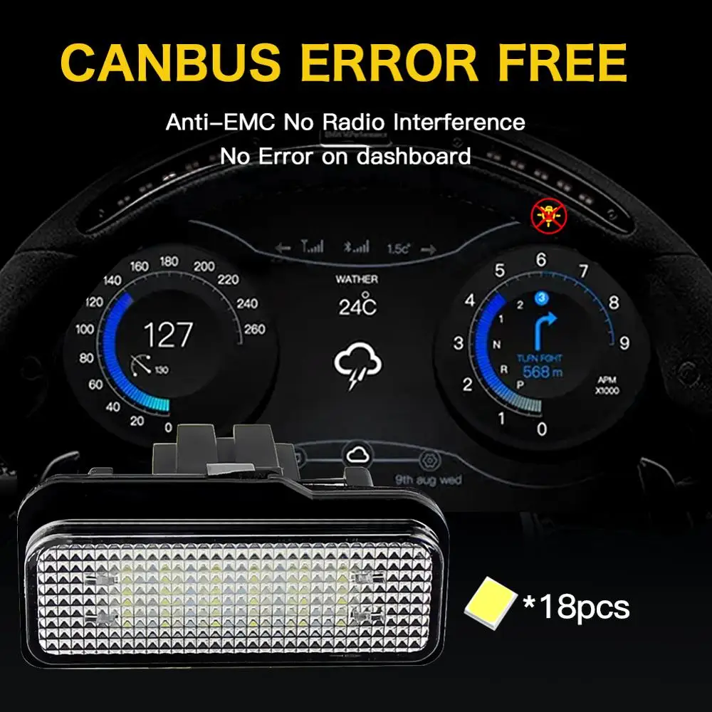 LED CANBUS No Error License Plate Light Base Bulb for Mercedes-Benz W203 5D W211 4D W219 R171 2D Car  Number Plate Lamp White
