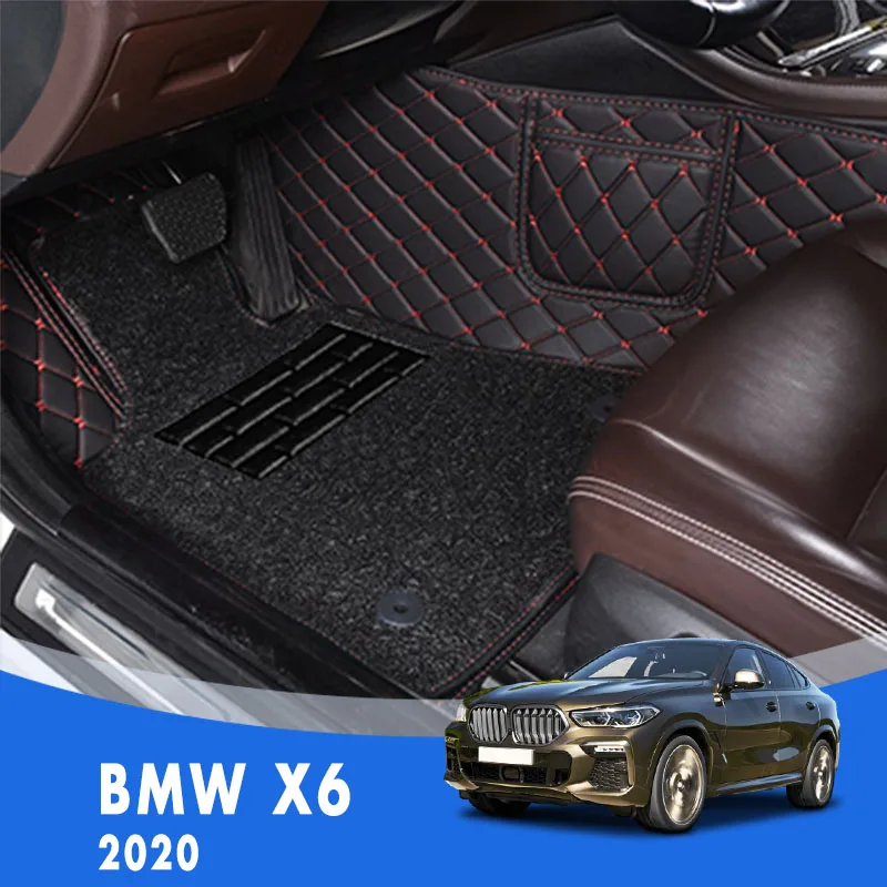 Custom Car Floor Mats For BMW X6 2020 Luxury Double Layer Wire Loop Foot Pad Car Interior Accessories Carpet Styling Decoration