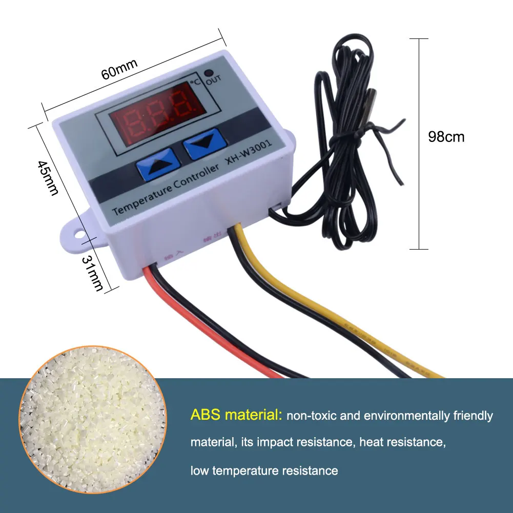 XH-W3001 Pengontrol Suhu Digital-50 ℃ ~ 110 ℃ Kontrol Termostat Pemanas Pendingin Probe Tahan Air 220V untuk Penetasan Pemuliaan