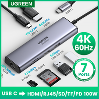 UGREEN USB C HUB 4K 60Hz Type C to HDMI 2.0 RJ45 USB 3.0 PD 100W Adapter For Macbook Air Pro iPad Pro M1 PC Accessories USB HUB