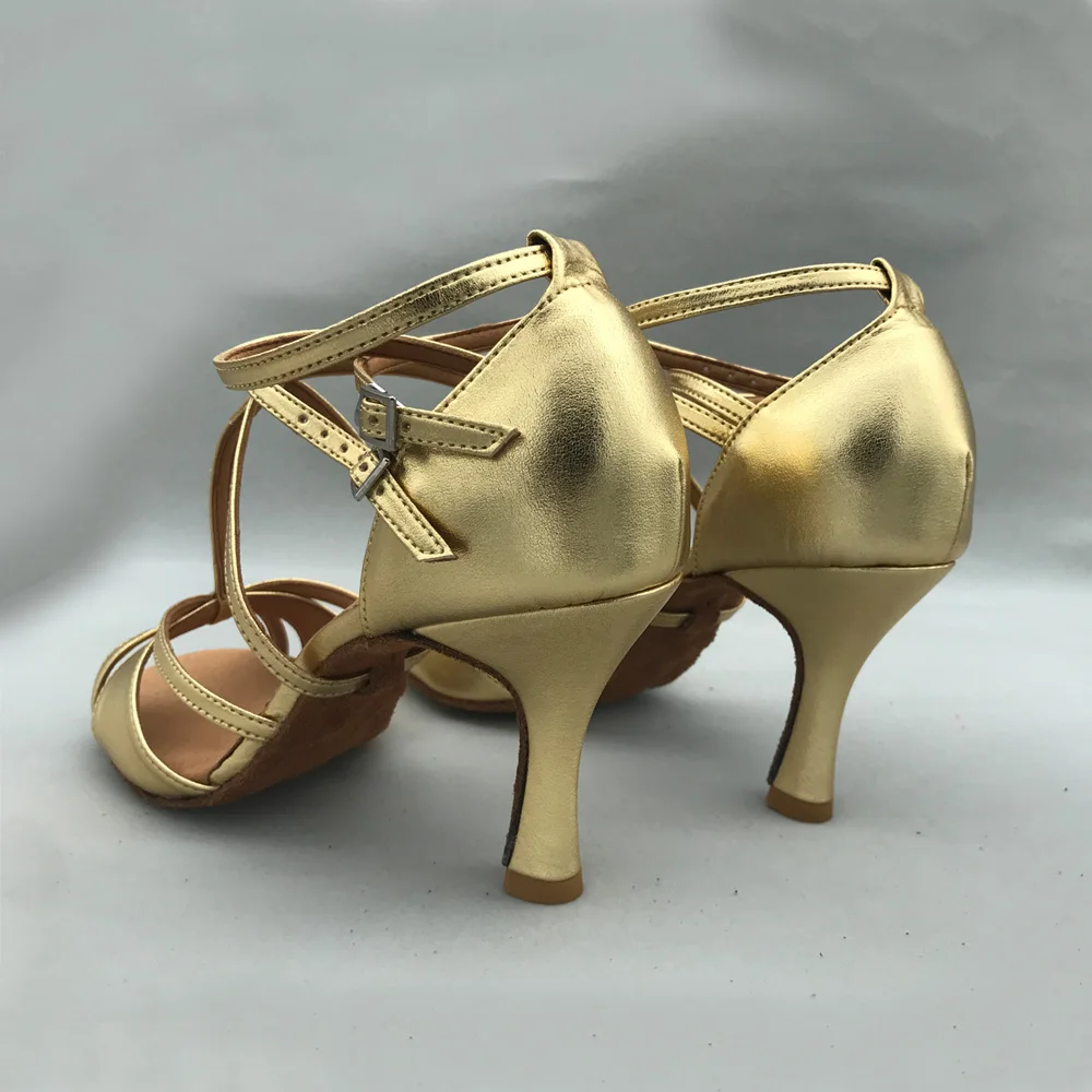 Latin Dance Shoes For women Salsa shoes pratice shoes comfortable shoes MS6232GP High Heel Low Heel available Gold PU