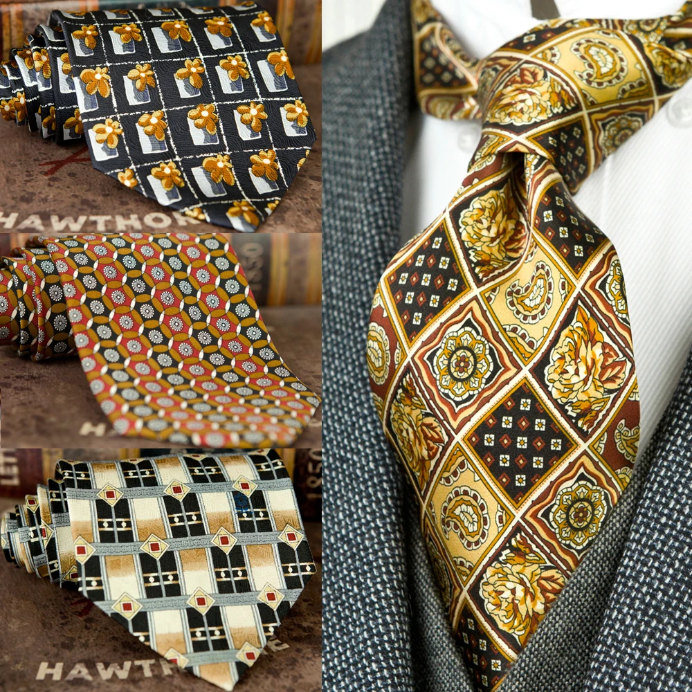 Fatti a mano di Stampa Mens Ties Cravatta Modello Paisley Geometrica 100% Seta Stampata Classica Unico di Trasporto libero del Vestito Regalo Per