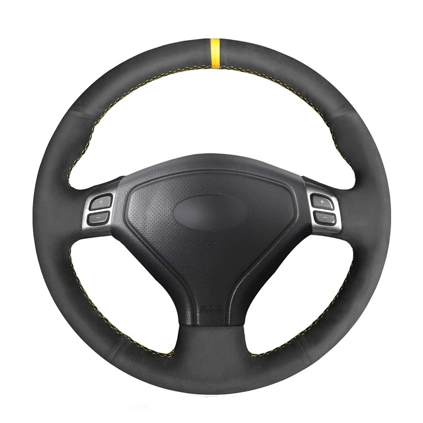 Hand-stitched Black Suede Car Steering Wheel Cover for Subaru Forester 2005-2007 Outback 2005 2007 Legacy 2005 2006