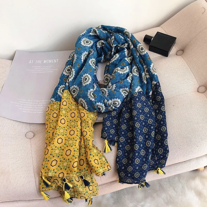 แฟชั่น Aztec Design Geometric Polka ดอกไม้เหนียวผ้าคลุมไหล่ผ้าพันคอ Lady คุณภาพสูง Pashmina Stole Bufanda มุสลิม Hijab Snood