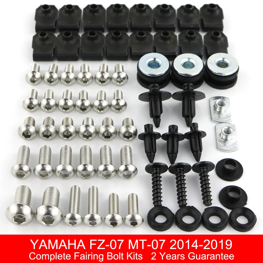 Fit For Yamaha MT07 FZ-07 2014 2015 2016 2017 2018 2019 Complete Fairing Bolts Kit Speed Nuts Fairing Clips Stainless Steel