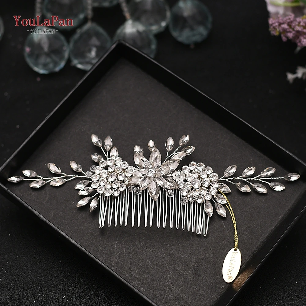 YoulaPan-Handmade Rhinestone Tiara Side Clips, Acessórios De Cabelo, Jóias De Casamento, Pente De Cabelo, HP77