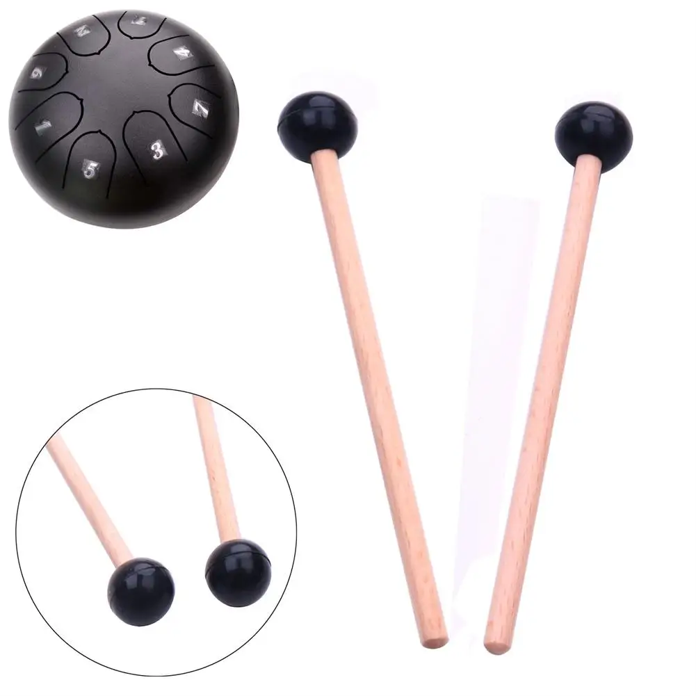 1 Pair Ethereal Drum Sticks Solid Wood Handle + Soft Rubber Head Tongue Drum Stick Musical Instrument Accessories