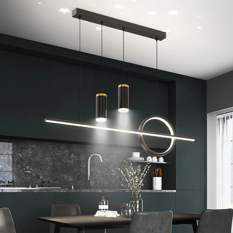 

Rings Circle Pendant Lights Spot LED Chandelier For Dining Room Kitchen Coffee Bar Black Gold Dimmable Home Decoration Indoor
