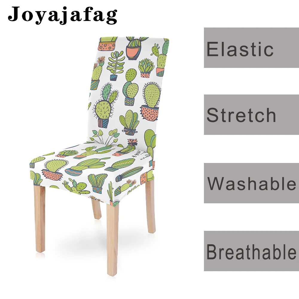 Modern Cartoon Cactus Spandex Chair Cover Washable Elastic Seat Covers For Dining Room Banquet Kitchen housse de chaise 1pc