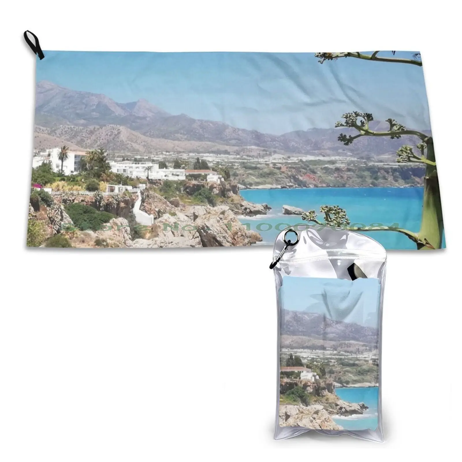 Spanish Seaside Photography , Nerja Quick Dry Towel Gym Sports Bath Portable Italianstyle Tamburini Bevel Superleggera Panigale