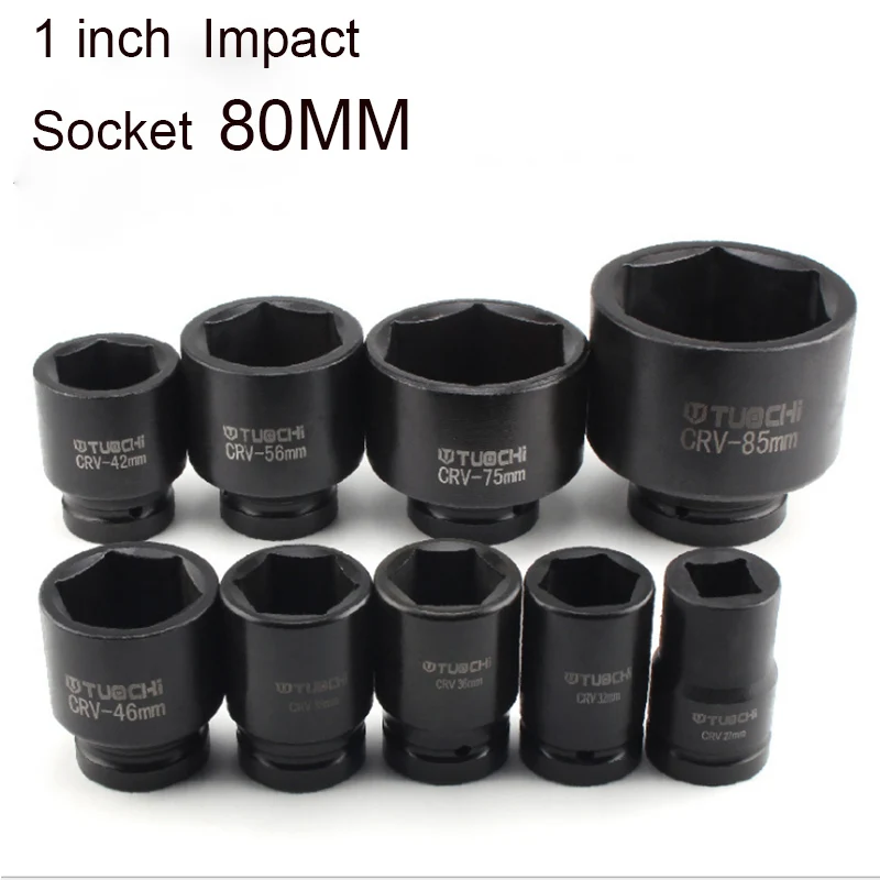 

1" Inch Deep Impact Socket 80mm Length Air Sockets 6 Point Drive Strong and Heavy Duty Socket Set for Car Auto Truck Repair Tool