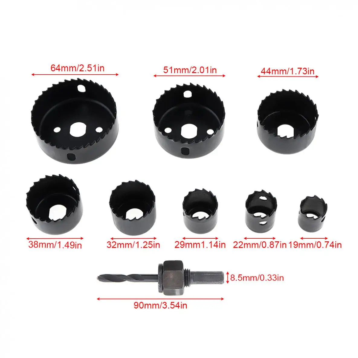 8/10/13pcs Hole Saw Bit Diameter 19-64mm Sheet Metal Alloy Circular Case Drill Bits Wood Metal Sheet Round Hole Cutting Set Kit