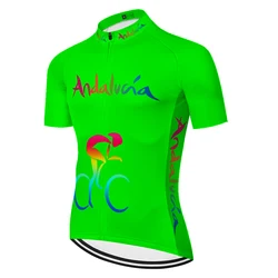 Fluo GREEN ANDALUCIA men's cycling jersey mtb Maillot bike clothing tenue cyclisme Bicycle jersey spain abbigliamento ciclismo