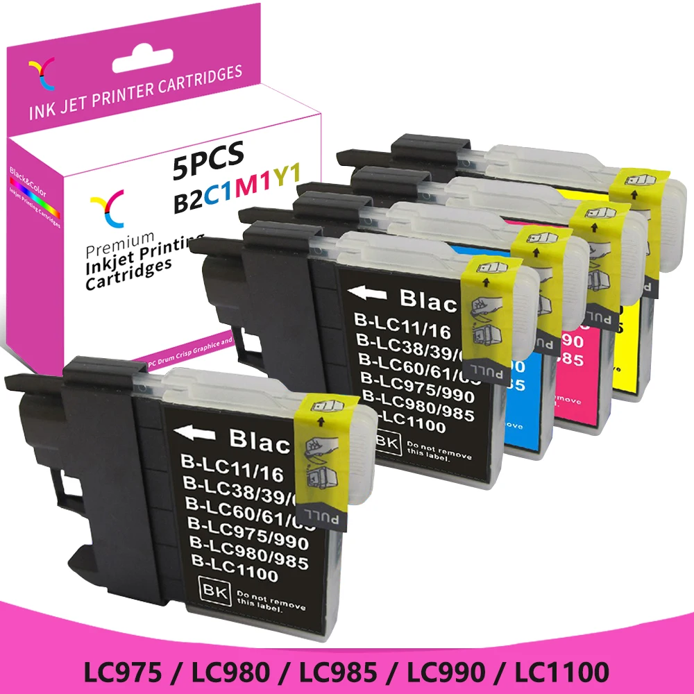 Tinta YC LC985 LC1100 para impresora Brother, Compatible con DCP-595CN, J715W, 6690CN, 6690CW, J515N, J125, J315W, J515W, J140W, MFC-6890CDW, 6890CN