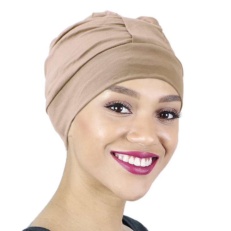 Turbante de algodón para mujer, gorro de cobertura completa para dormir de noche, Hijab interno, gorro elástico musulmán, gorro de quimio para la