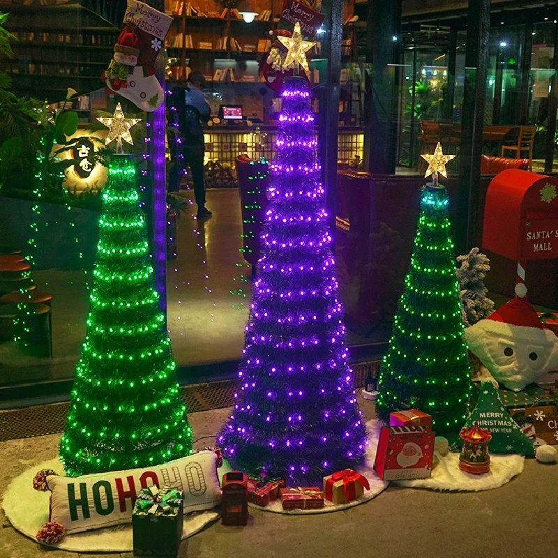 1.2/1.6m Artificial Christmas Tree Multifunctional Remote Control Holiday Decor Light String Wedding LED Foldable Christmas Tree