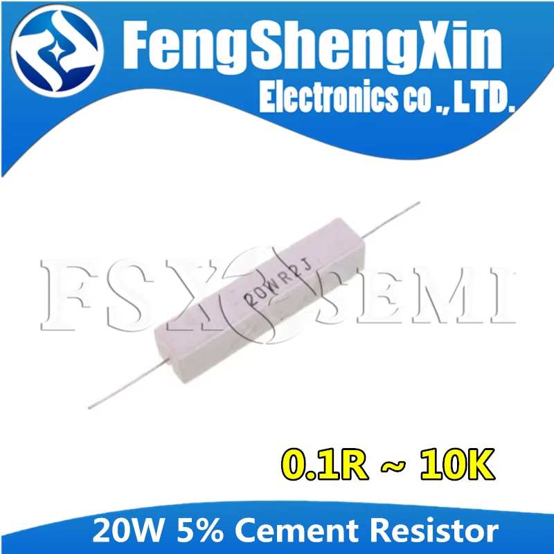 

2pcs 20W 5% Cement Resistor Power Resistance 0.1R~ 10K 0.1R 0.5R 10R 50R 0.22 0.33 0.5 1 2 5 8 10 20 22 30 50 100 1K 1.5K 2K ohm