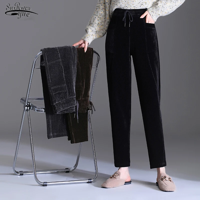 

Autumn Elegant Long Pant Winter Fashion Pants for Women Harem Pant Pleasure Slim Casual Pants Velvet Trousers Pencil Pant 16446