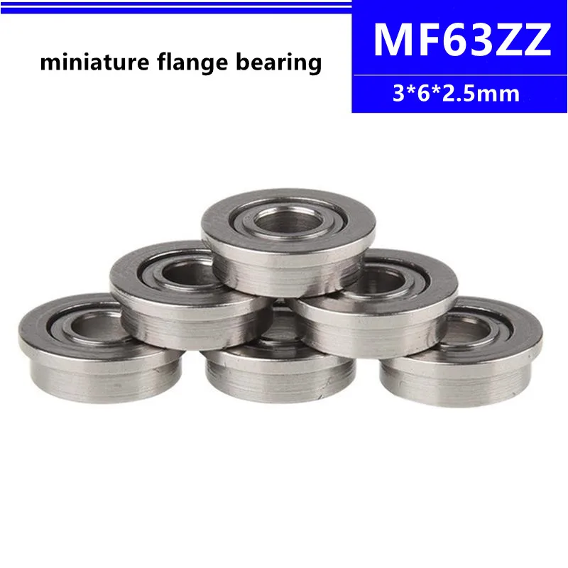 

50pcs/100pcs/500pcs MF63ZZ LF630ZZ 3*6*2.5mm miniature flange deep groove ball bearing 3x6x2.5 mm MF63 MF63-2Z MF63Z