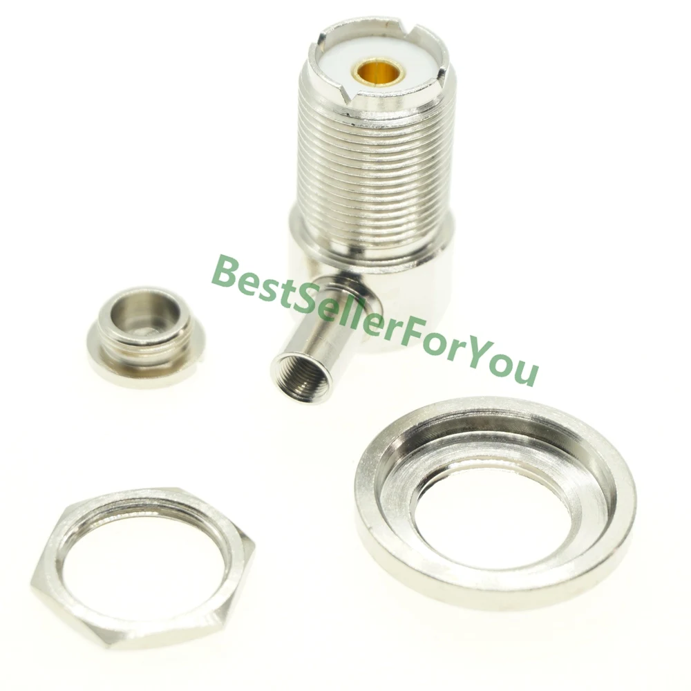 UHF Female SO239 SO-239 Jack Right Angle Solder Connector 90 degree LMR195 RG58 RG400 RG142 RFCoax Coaxial  Cable