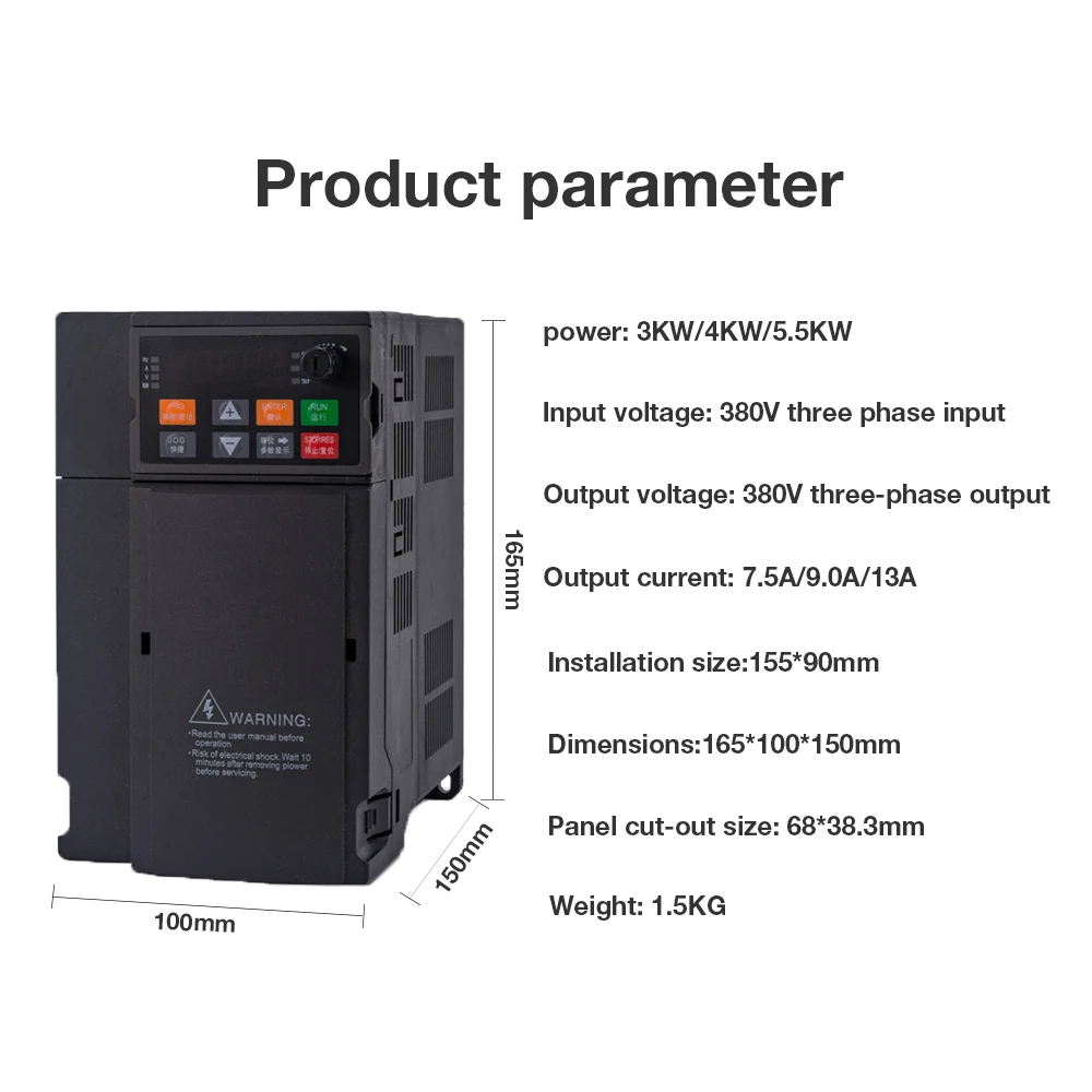 Vector Frequency Converter 380V 3KW/4KW/5.5KW Variable Frequency Drive 3 Phase Speed Controller Inverter Motor Angisy EC03