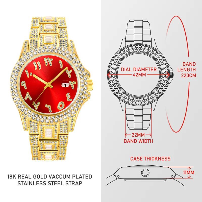 MISSFOX Red Color Women Watch Latest Trendy Original Branded Women\'s Watches Iced Out Diamond Reloj Mujer Elegante Gift New In