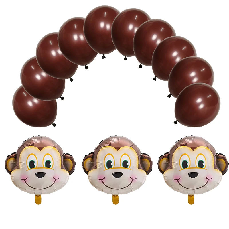 55*55cm monkey Cow Tiger Zebra Pig Head Balloons Farm Animal Theme Party Star Animal Decor 3.2g Latex Helium Supplies Balaos Toy